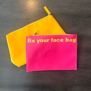 NWOT Pink and Yellow Cosmetic Bags
